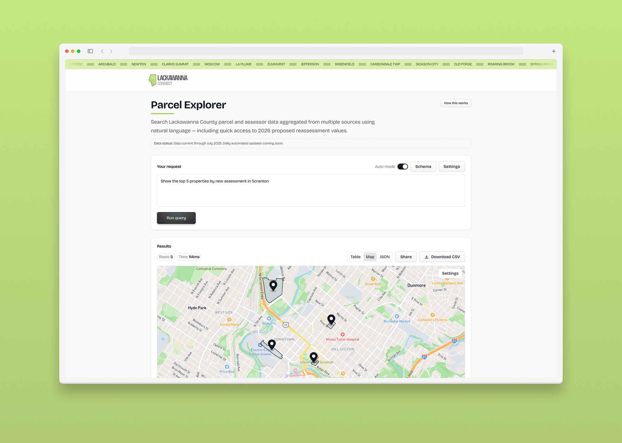 Parcel Explorer Web Application Design / Development